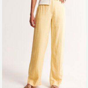 Abercrombie & Fitch Wide Leg Linen Pants Buttercream Yellow size 31